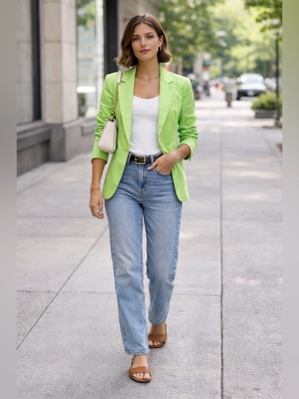 NWT J.Crew Parke Blazer Linen Blend Blazer in Lime Green Size 6